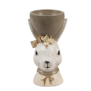 Porta uova Coniglio Beige Marrone 7x7x12 cm Clayre