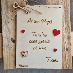 Rettangolo  legno frase incisa personalizzabile per la Festa 18x13cm del Papà 4683