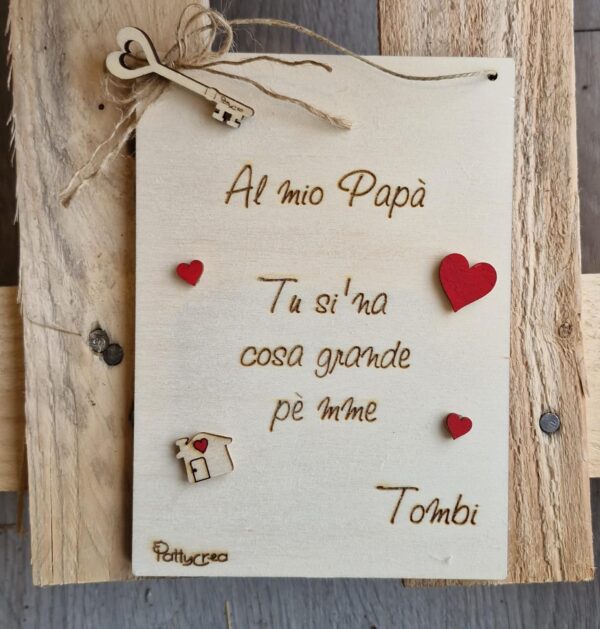 Rettangolo  legno frase incisa personalizzabile per la Festa 18x13cm del Papà 4683