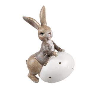 Statua decorativa Coniglio Beige bianco 11x7x17 cm Clayre