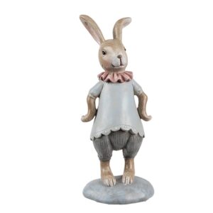 Statua decorativa coniglio  beige blu 18x6x19cm clayre