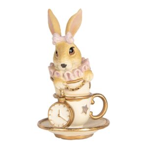 Statua Decorativa Coniglio Beige Color oro 8x8x14 cm Clayre