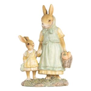Statua Decorativa Coniglio Beige Verde Giallo 14x7x20 cm Clayre