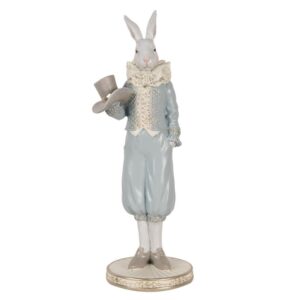 Statua decorativa coniglio bianco blu 11x10x31cm clayre