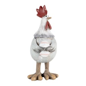 Statua decorativa Gallo grigio rosso  4x6x9 cm Clayre
