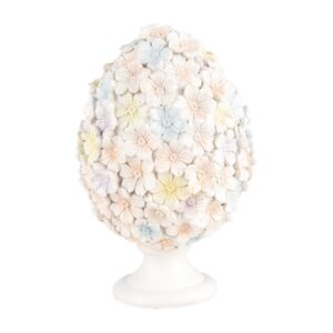 Statua decorativa uovo bianco rosa 12x19cm clayre