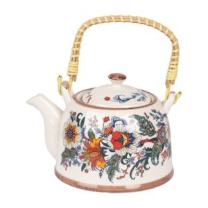 Teiera con infusore bianco blu 18x14x12cm 800ml Clayre