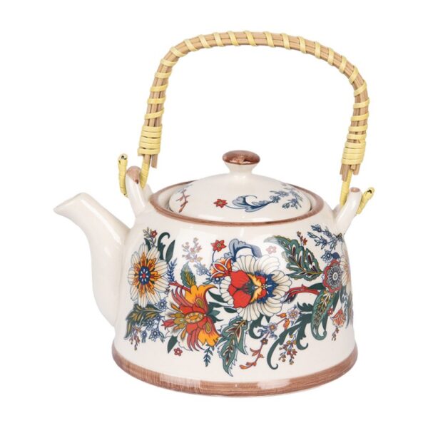 Teiera con infusore bianco blu 18x14x12cm 800ml Clayre