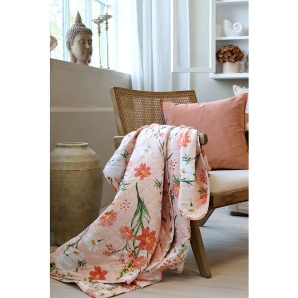 Trapunta Aix con motivo floreale l180 w130 cm rose Chic Antique