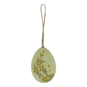 Uovo di Pasqua con fiori dipinti a mano h7 d5 cm verde Chic Antique