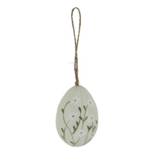 Uovo di Pasqua con fiori dipinti a mano h7 d5 cm verde Chic Antique