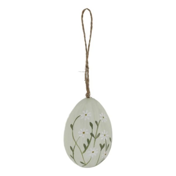 Uovo di Pasqua con fiori dipinti a mano h7 d5 cm verde Chic Antique