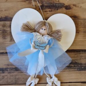 Cuore con bambolina con tulle personalizzabile 20cm 4758 pattycrea