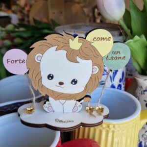 Leone su base dipinto a mano personalizzabile 10cm 4768 Pattycrea