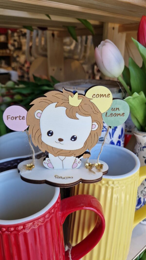 Leone su base dipinto a mano personalizzabile 10cm 4768 Pattycrea