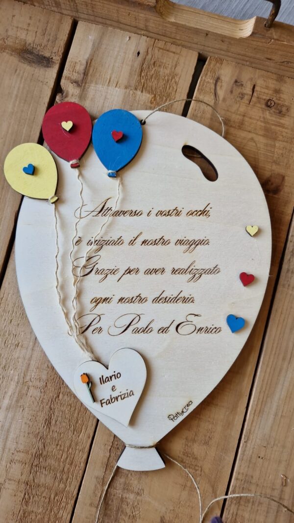 Palloncino con palloncini tulipani cuoricini dipinti a mano personalizzabile  30cm pattycrea cod 4807