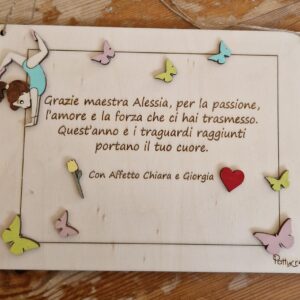 Targa il legno incisa per ginnastica H15 cm Pattycrea 4802