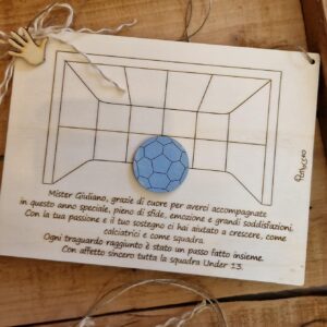 Targa rete piu pallone con dedica personalizzabile 15x21 cm cod 4822 pattycrea