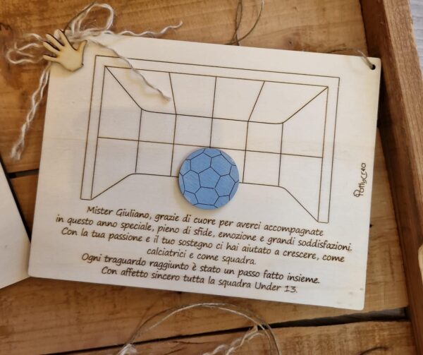 Targa rete piu pallone con dedica personalizzabile 15x21 cm cod 4822 pattycrea