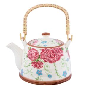Teiera con infusore 18x14x12cm 700ml multicolor ceramica fiori rotondo teiera giapponese Clayre & Eef