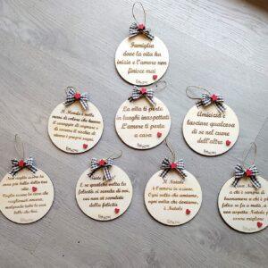 Addobbo in legno Idea Regalo per Natale Pallina con frase D.12cm 3086