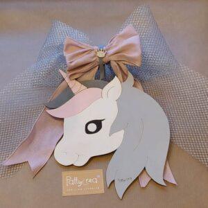 Addobbo in legno idea regalo per Natale Puntale Unicorno personalizzato nei colori dipinto a mano H.25cm 2658