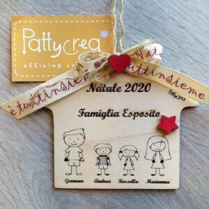 Addobbo in legno Idea Regalo per Natale "Casetta di Natale Family" H.10x12cm 2653