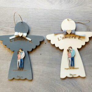 Angelo in legno con famiglia H.15cm 3092 Pattycrea