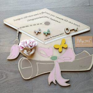 Cappello laurea tocco con pergamena e fiocco 34x40cm personalizzabile 2380