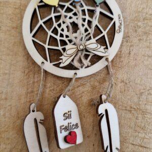 Acchiappasogni con palloncoini frase personalizzabiledipinto a mano in legno inciso H.8cm cod 4797 pattycrea