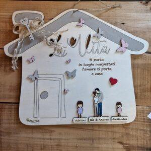 Casette legno frase personaggi famiglia 25 altezza 32 larghezzacm Pattycrea 4811