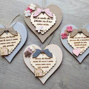 Cuore in legno con frase incisa H.15cm 2864