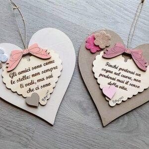 Cuore in legno con frase incisa H.20cm 2865