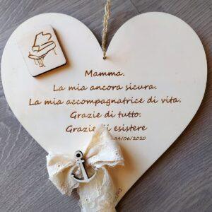 Cuore legno frase incisa ciondoli pianoforte ancora H.25cm 2343