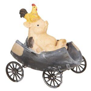 Maiale e gallo nel carrello 11x6x11 cm Clayre e Eef saldi
