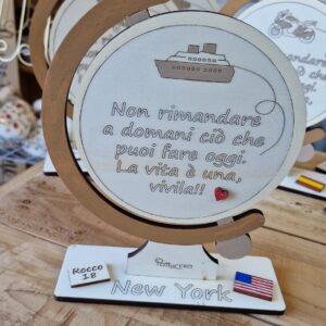 Mappamondo con frase personalizzabile dipinta a mano 25cm pattycrea