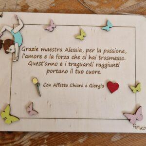 Targa il legno incisa per ginnastica H15 cm Pattycrea 4802