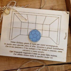 Targa rete piu pallone con dedica personalizzabile 15x21 cm cod 4822 pattycrea